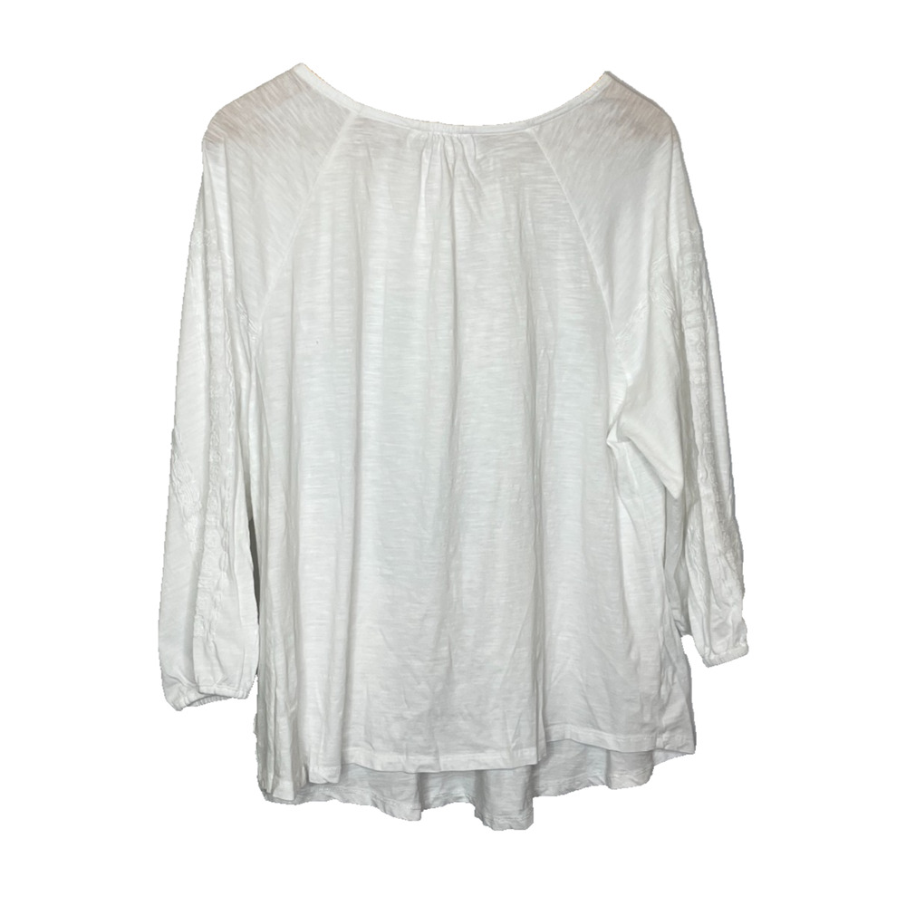 Women's 1X Lucky Brand Embroidered Tassel Keyhole Boho Peasant Blouse - Picture 5 of 5